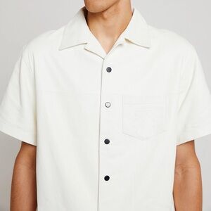 RTA LEATHER SHORT SLEEVE SHIRT WHITE - S